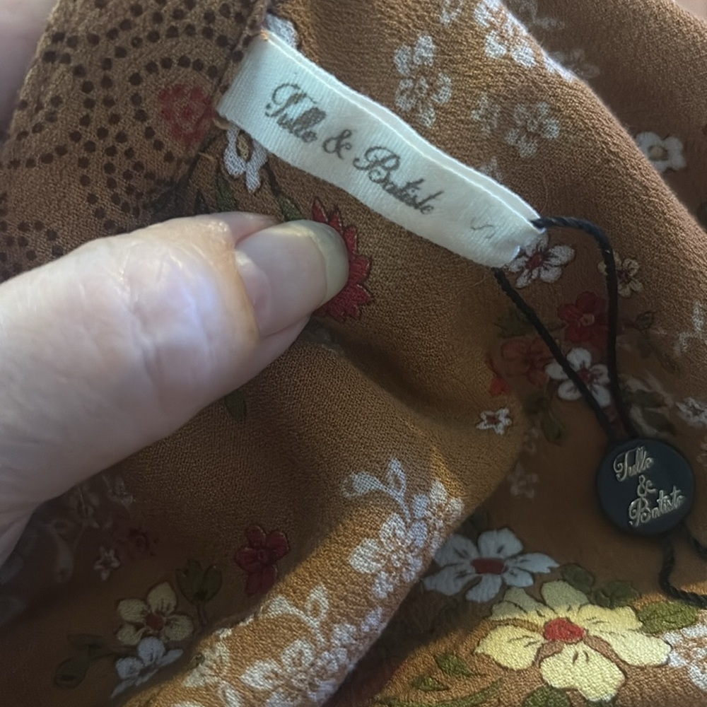 Tulle & Batiste Grace Maxi Dress Button Front Elastic Waist Terracotta Small - Picture 11 of 13